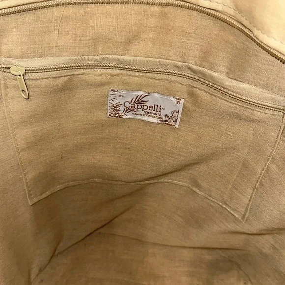 Cappelli Staw Summer Large Lined Tote Bag w/Gold Sequins Zipper Closure - Picture 9 of 16